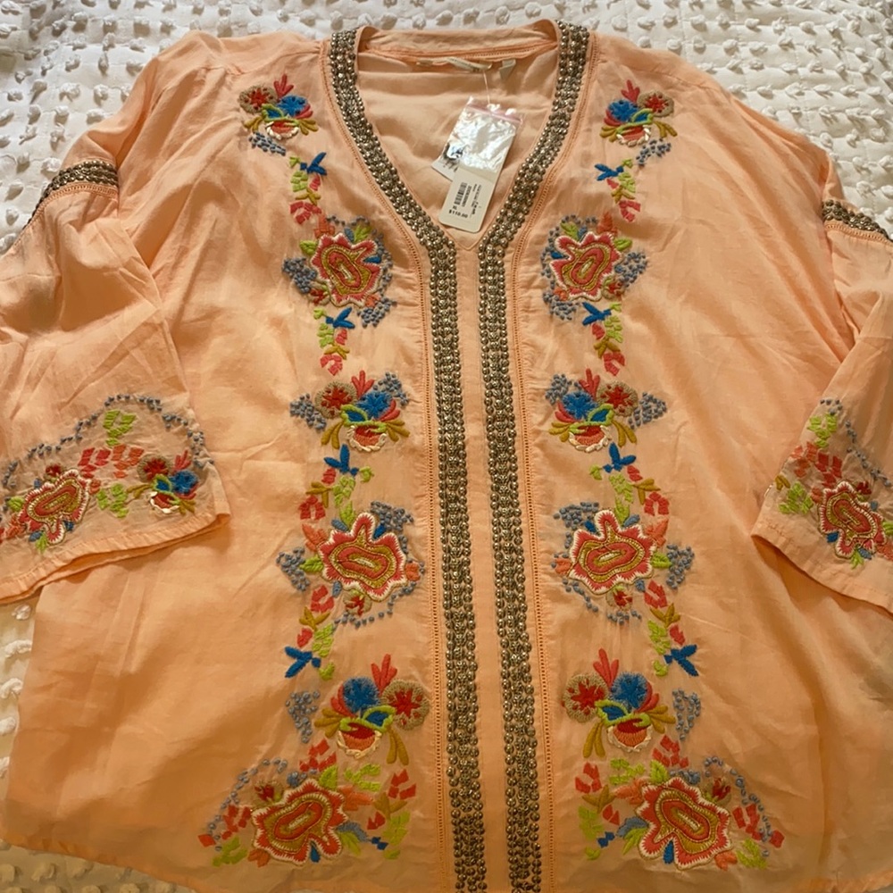 Hand embroidered cotton shirt